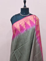 Olive Green Bamboo Silk Saree 1