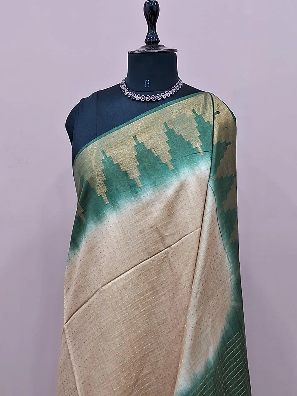 Cream Bamboo Silk Saree 1