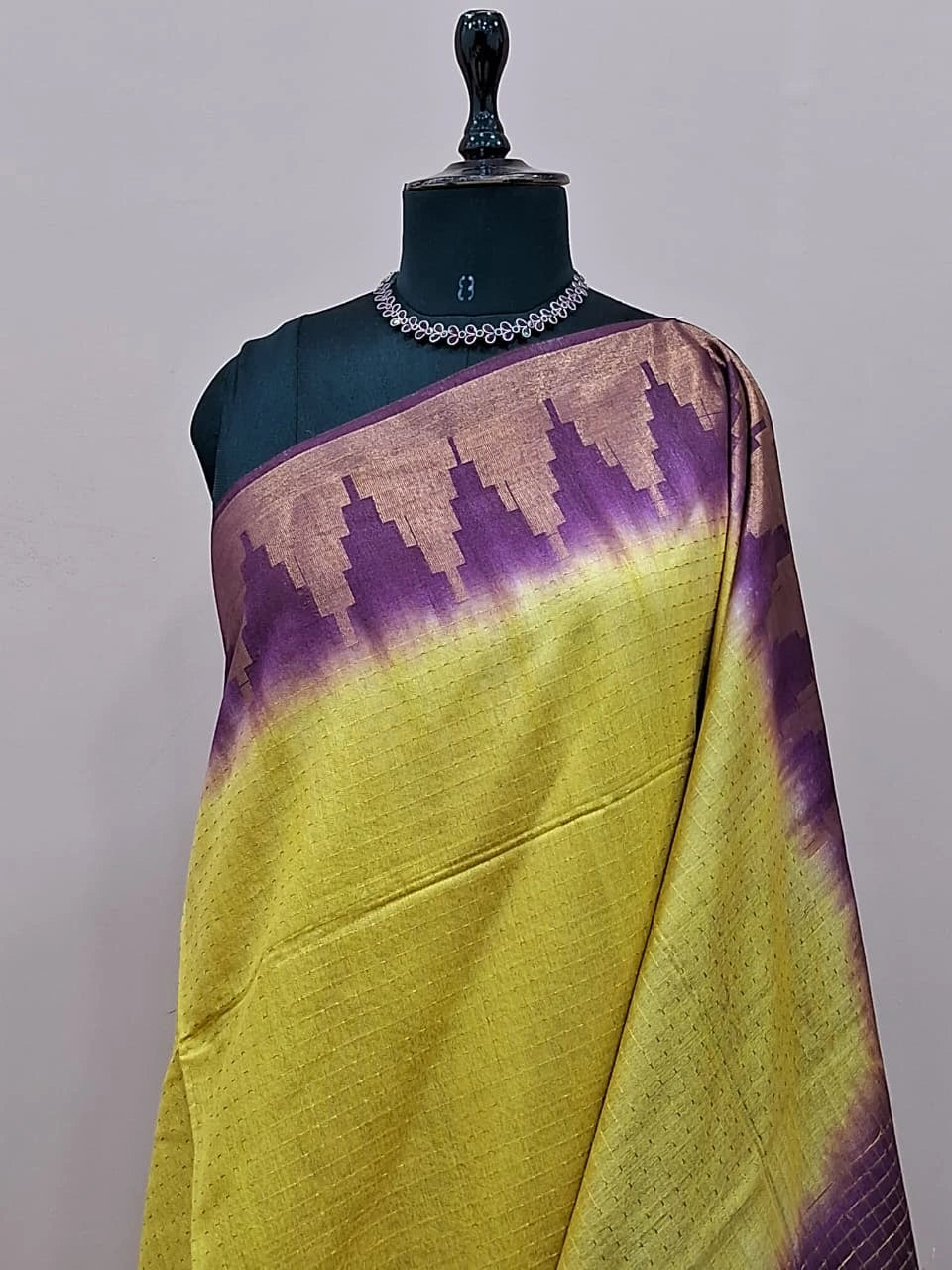 Citron Yellow Bamboo Silk Saree 1