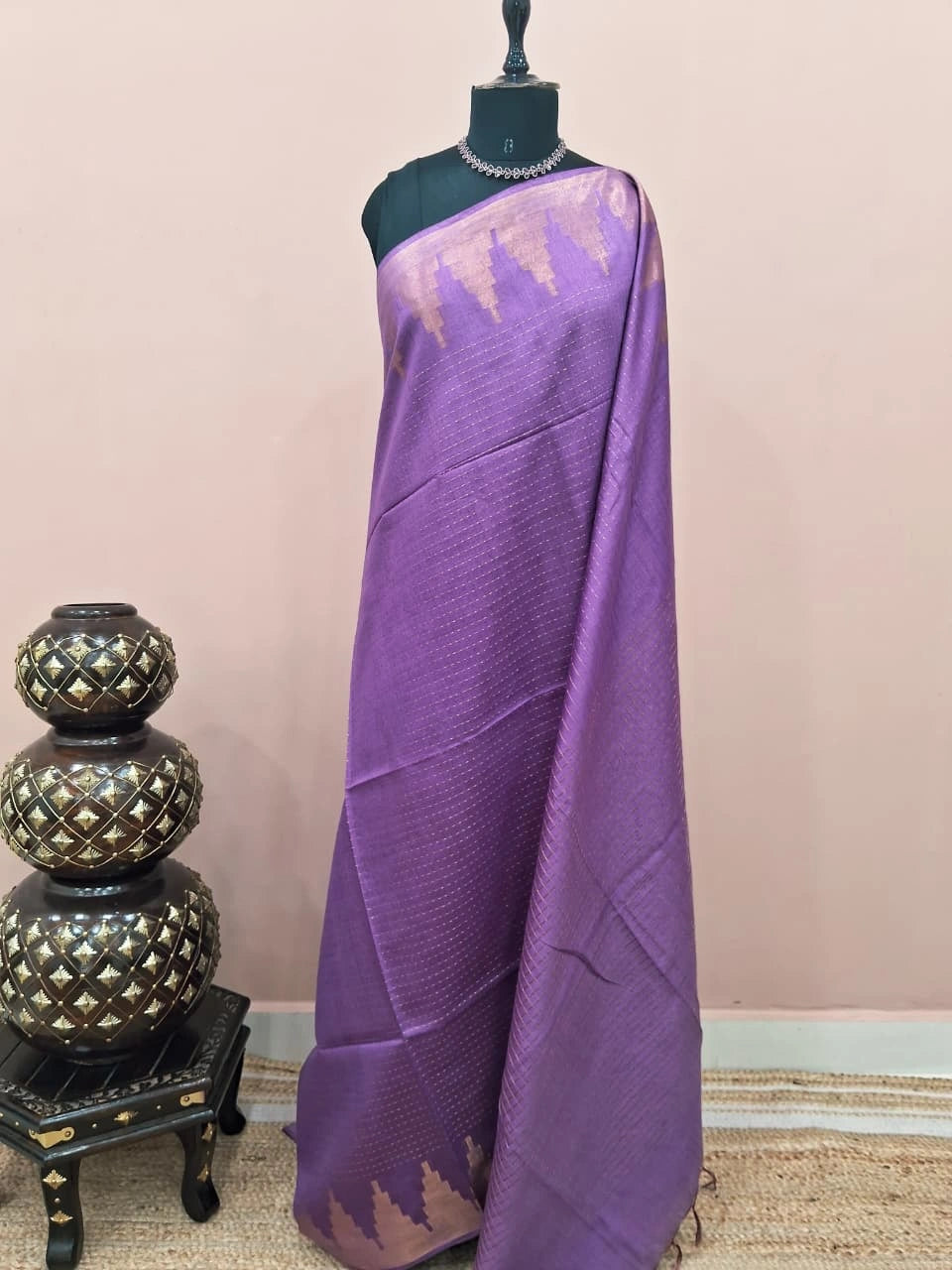 Purple Bamboo silk saree 