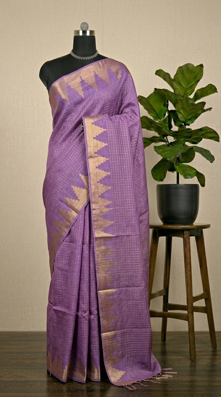 Purple Bamboo silk saree