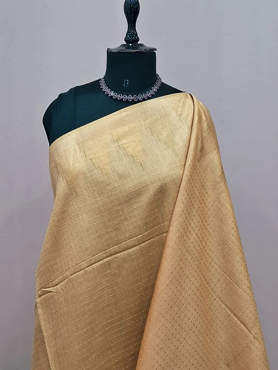 Dark beige bamboo silk saree 1