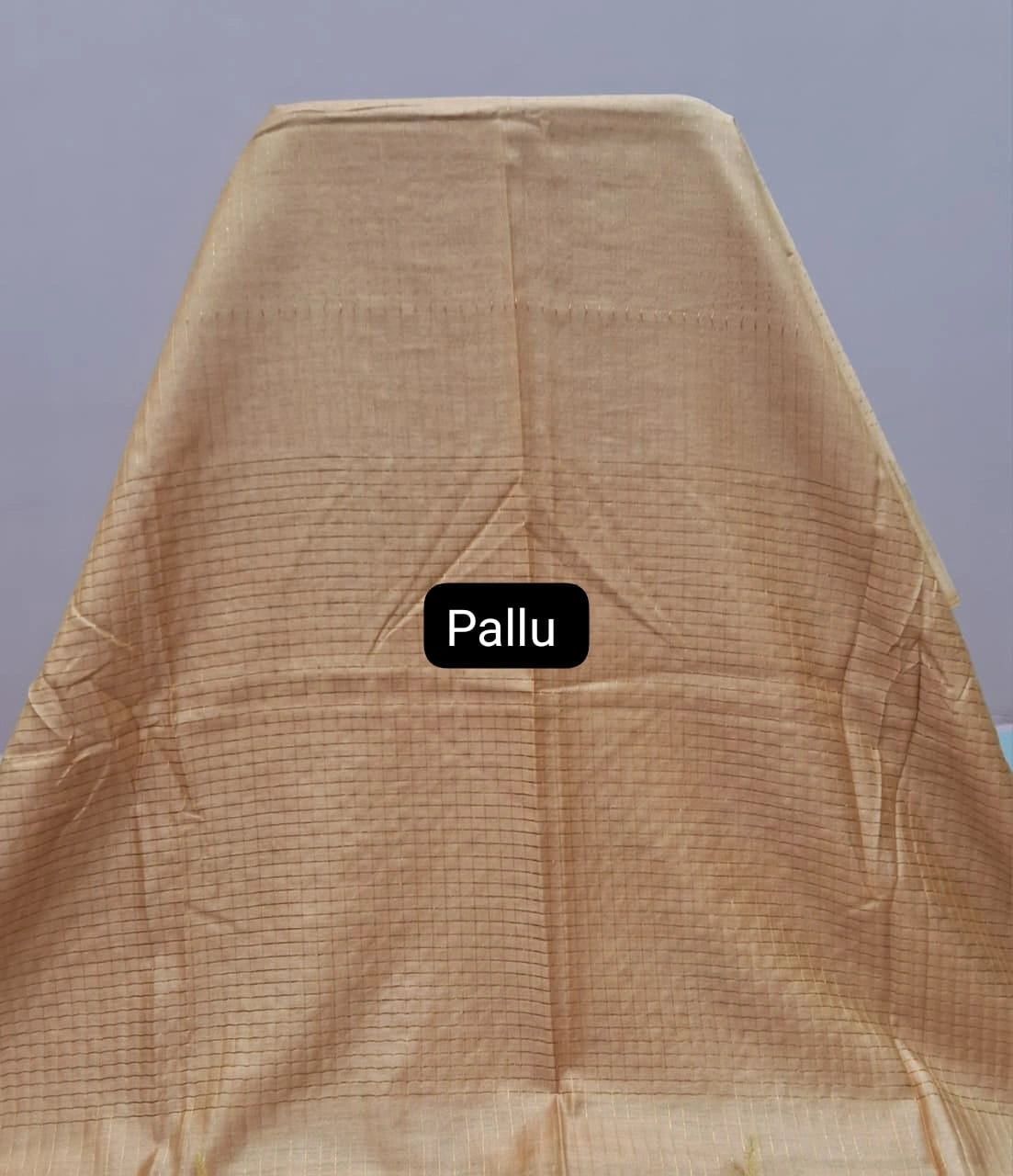 Dark beige bamboo silk saree pallu