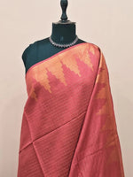 Brick red bamboo silk saree 1