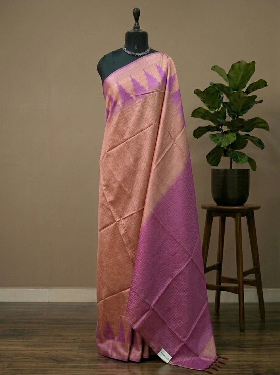 Beige bamboo silk saree 