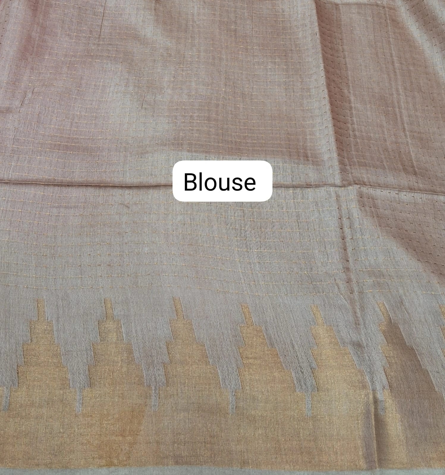 Baby pink bamboo silk saree blouse
