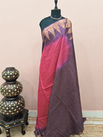Dark pink bamboo silk saree 