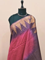 Dark pink bamboo silk saree 1