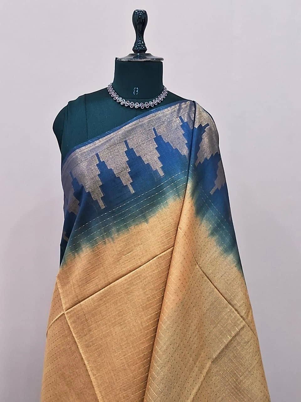 Mustard yellow bamboo silk saree 1