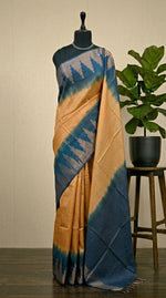 Mustard yellow bamboo silk saree