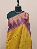 Mango yellow bamboo silk saree 1