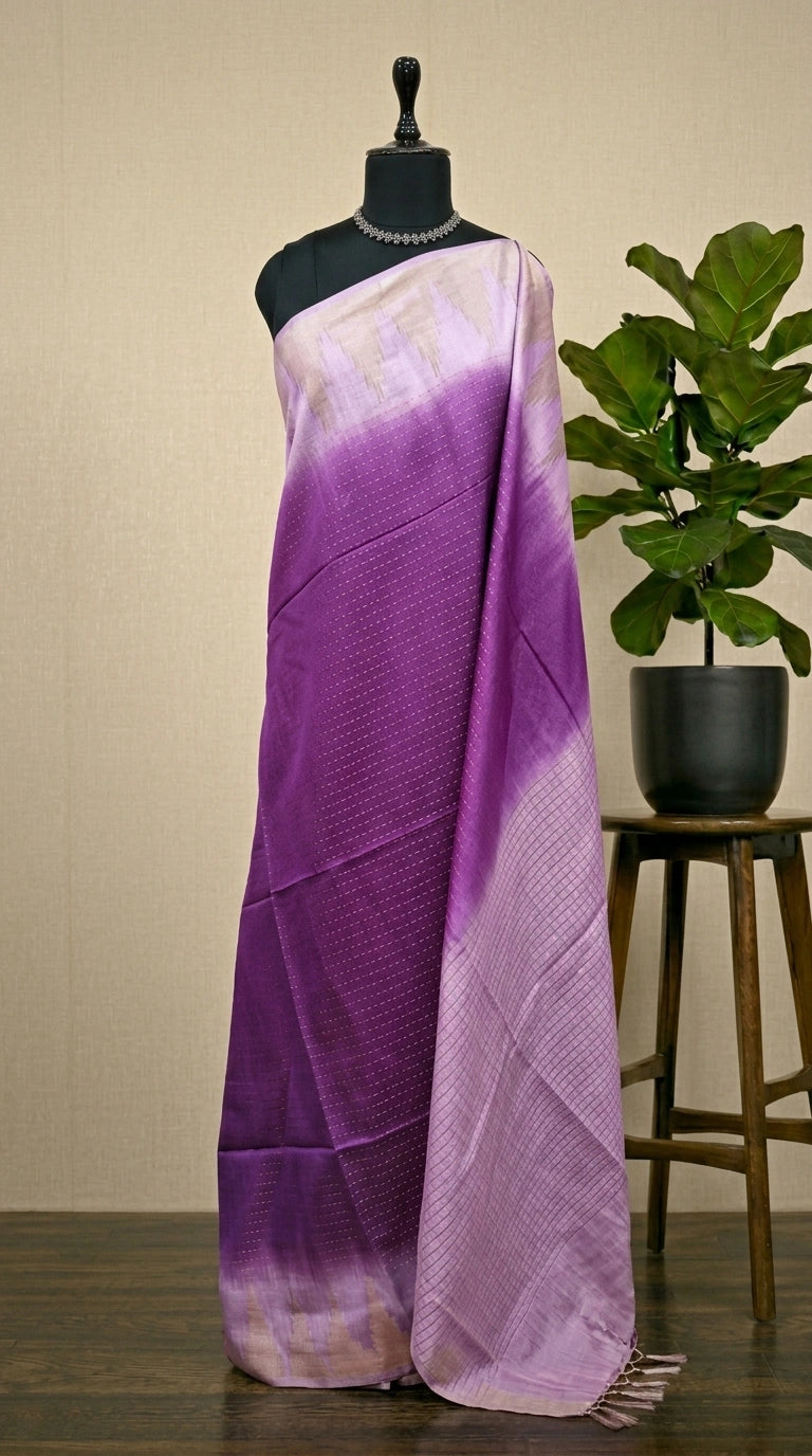 Purple bamboo silk saree 