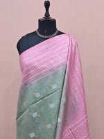 Pista green Bamboo Silk Saree 1