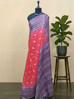 Reddish Pink Bamboo Silk Saree 