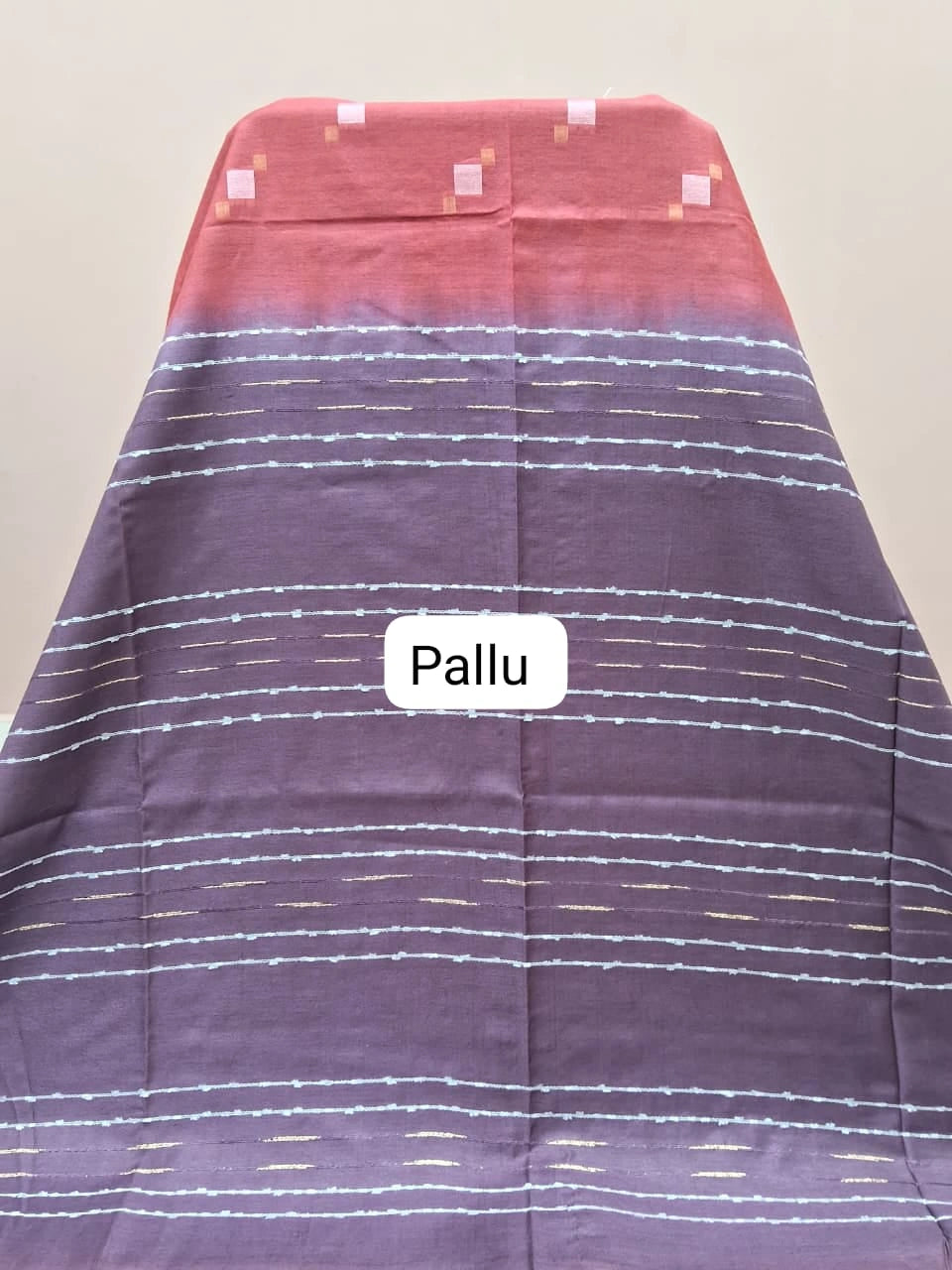 Reddish Pink Bamboo Silk Saree pallu