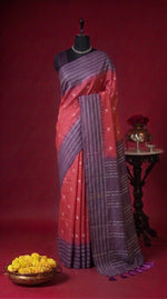 Reddish Pink Bamboo Silk Saree 