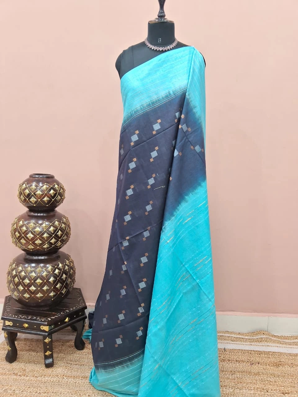 Blue Bamboo Silk Saree 