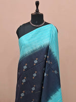 Blue Bamboo Silk Saree 1