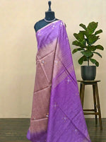 Light Brown Zari-Checked Bamboo Silk Saree 