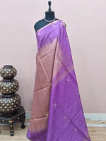 Light Brown Zari-Checked Bamboo Silk Saree 