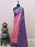 Rose Pink Zari-Checked Bamboo Silk Saree 