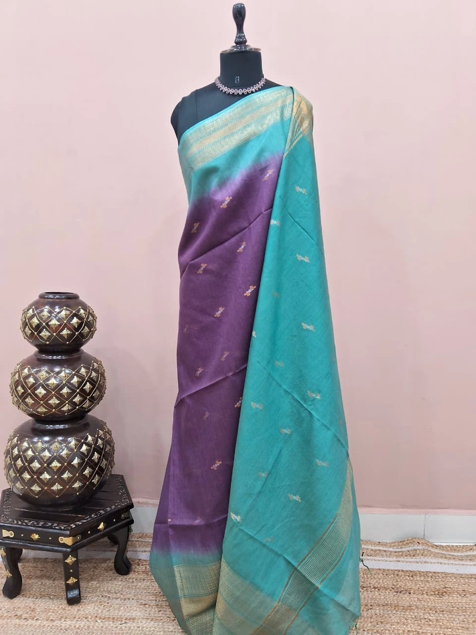 Light Purple Bamboo Silk Saree 