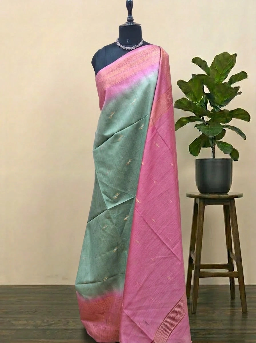 Light Green Bamboo Silk Saree 