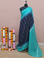 Navy Blue Bamboo Silk Saree