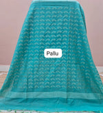 Navy Blue Bamboo Silk Saree Pallu