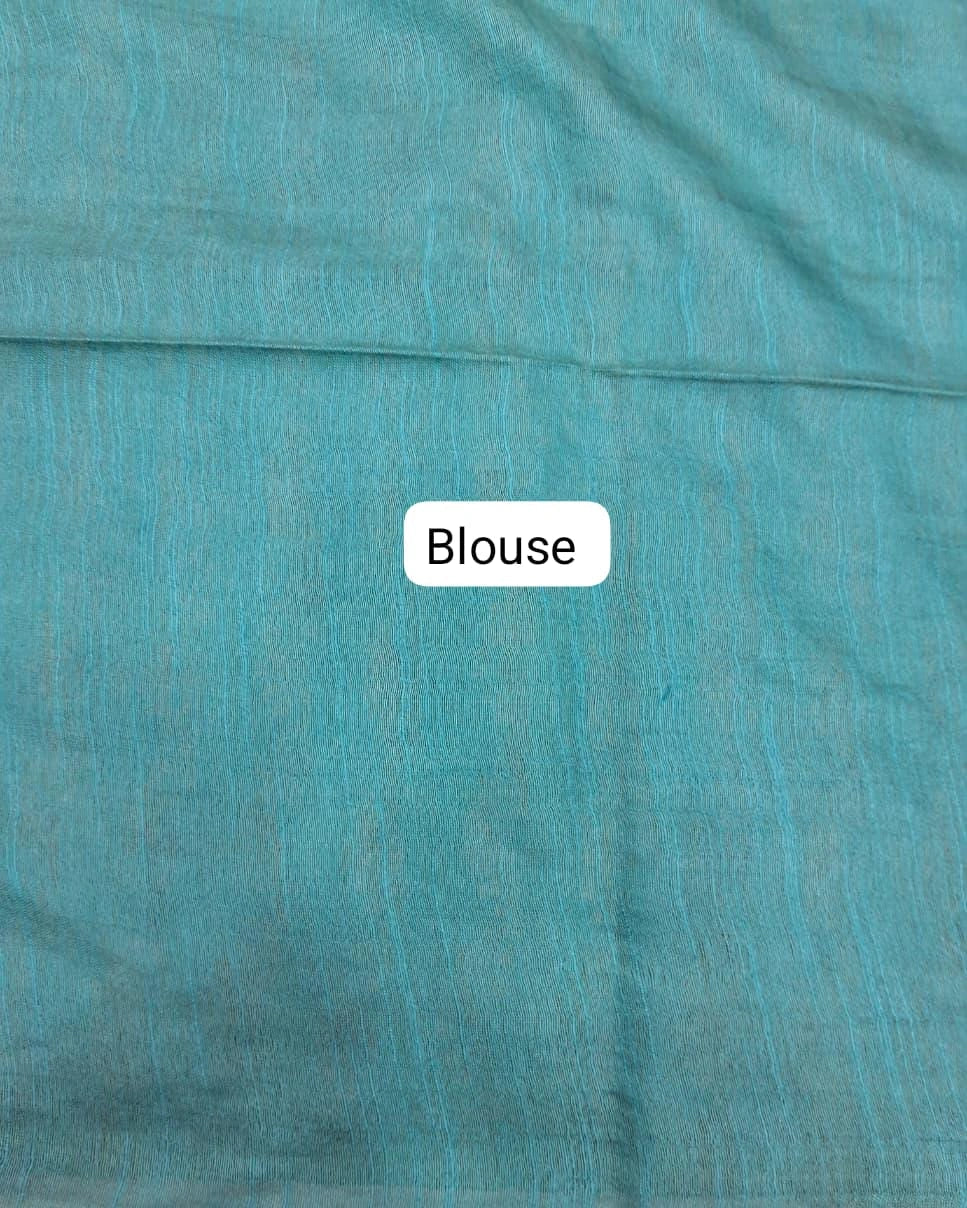 Navy Blue Bamboo Silk Saree Blouse