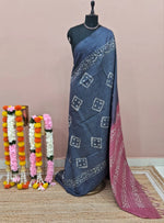 Elephant Grey Bamboo Silk Saree 