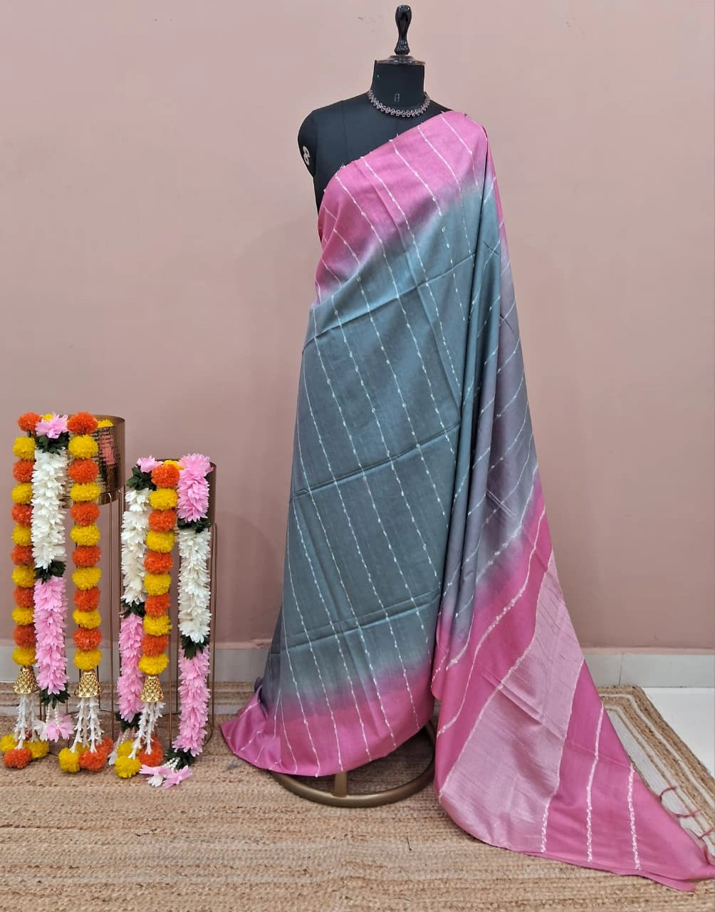 Grey Bamboo Silk Saree