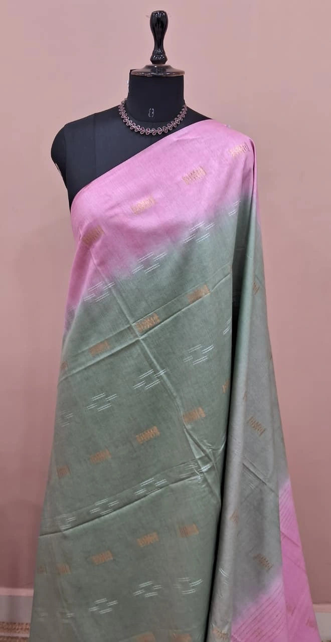 Sea Spray Green Bamboo Silk Saree 1