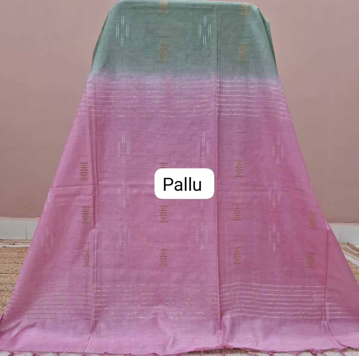 Sea Spray Green Bamboo Silk Saree pallu