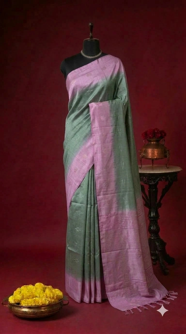 Sea Spray Green Bamboo Silk Saree