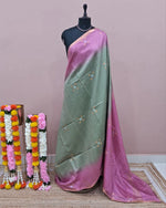 Light Pista Green Bamboo Silk Saree 