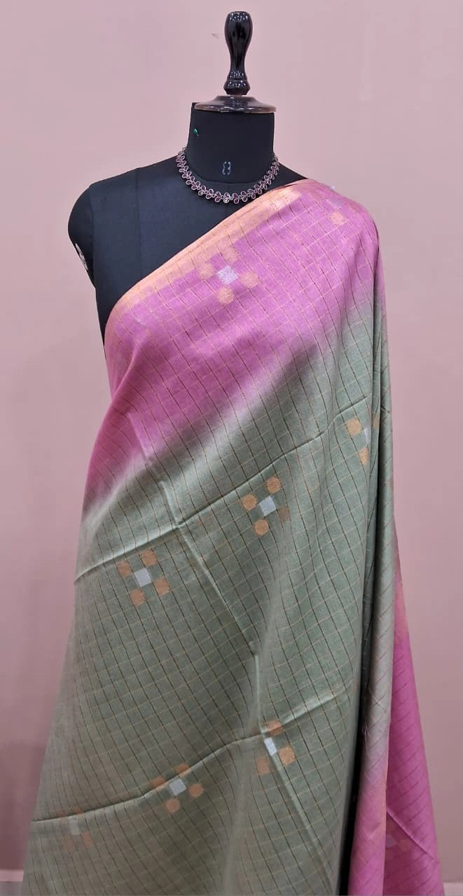 Light Pista Green Bamboo Silk Saree  1