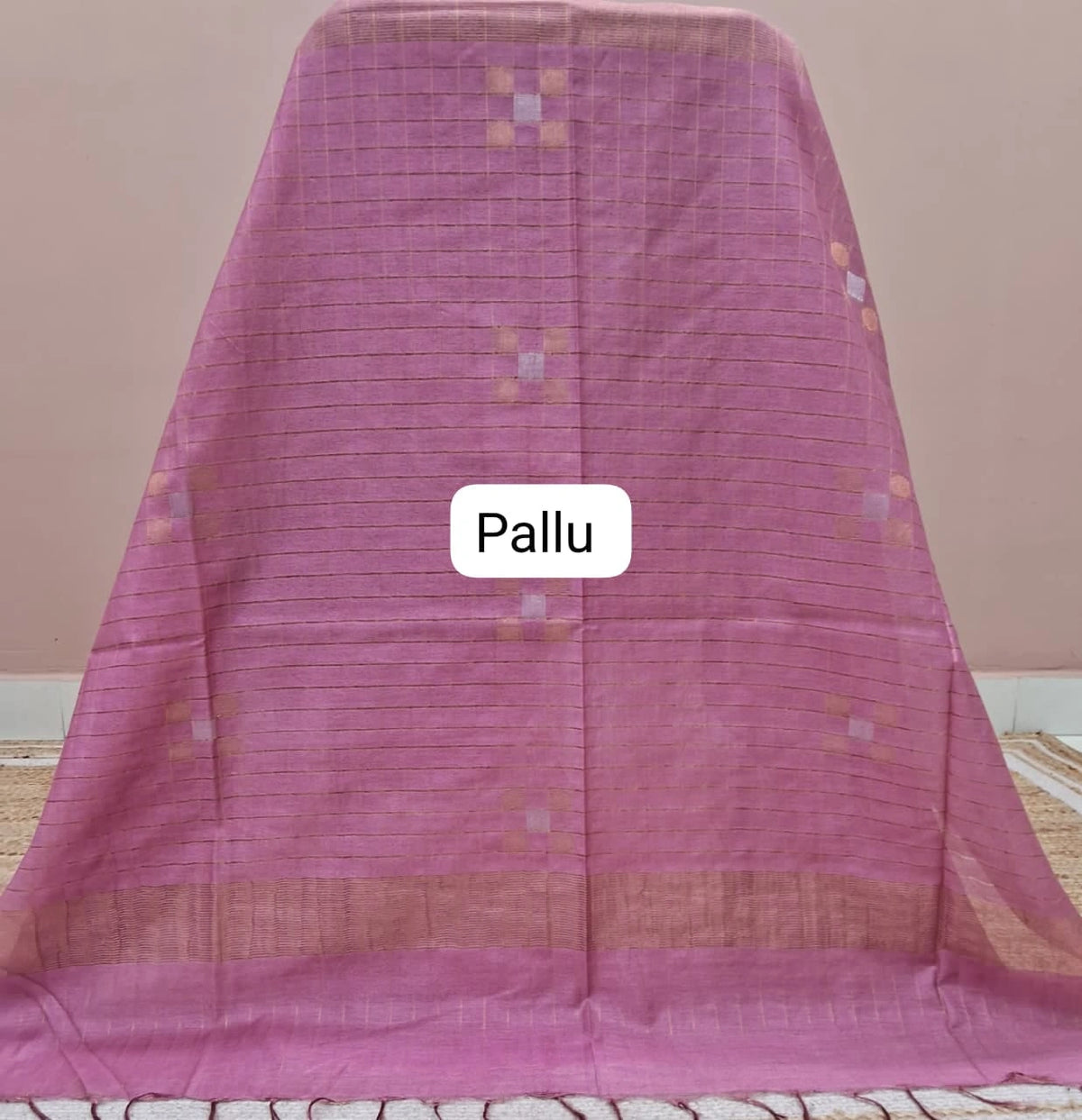 Light Pista Green Bamboo Silk Saree Pallu