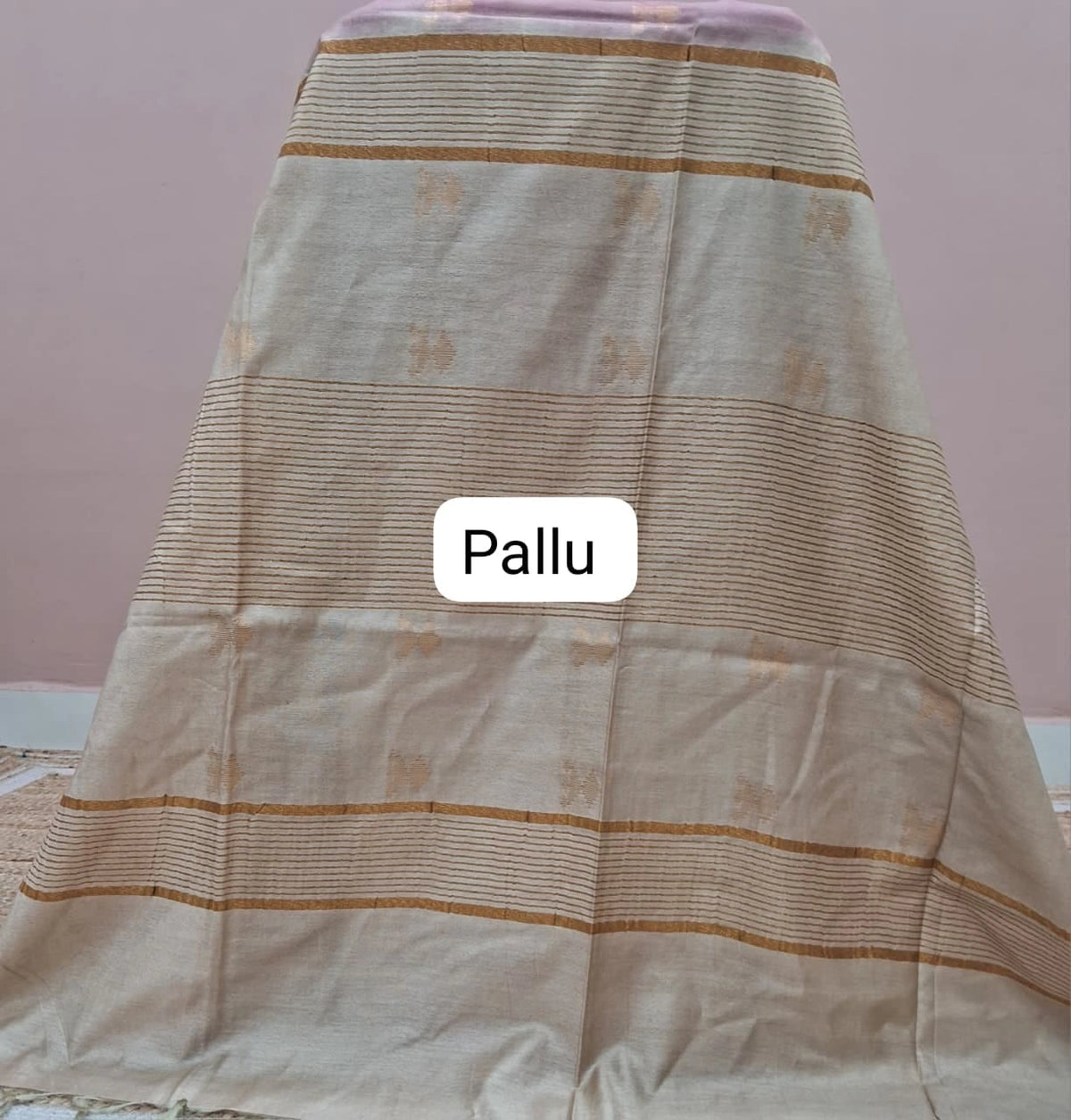 Light Pink Bamboo Silk Saree pallu