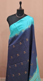 Ink Blue Bamboo Silk Saree 1