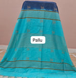 Ink Blue Bamboo Silk Saree pallu