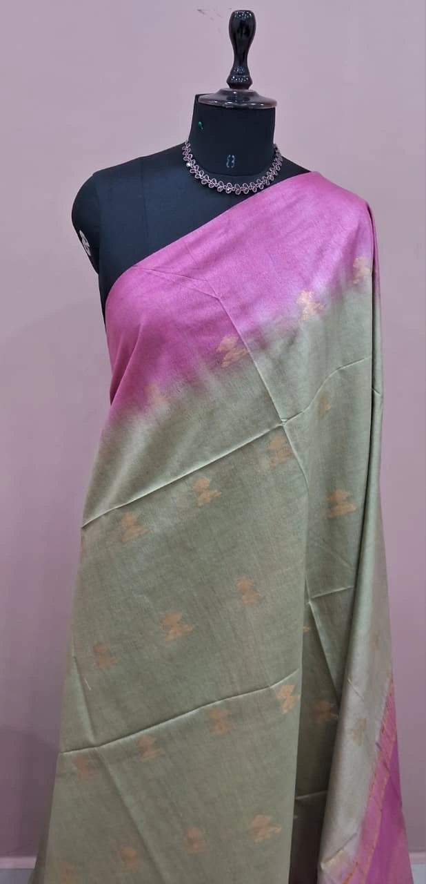 Sea Spray Green Bamboo Silk Saree 1