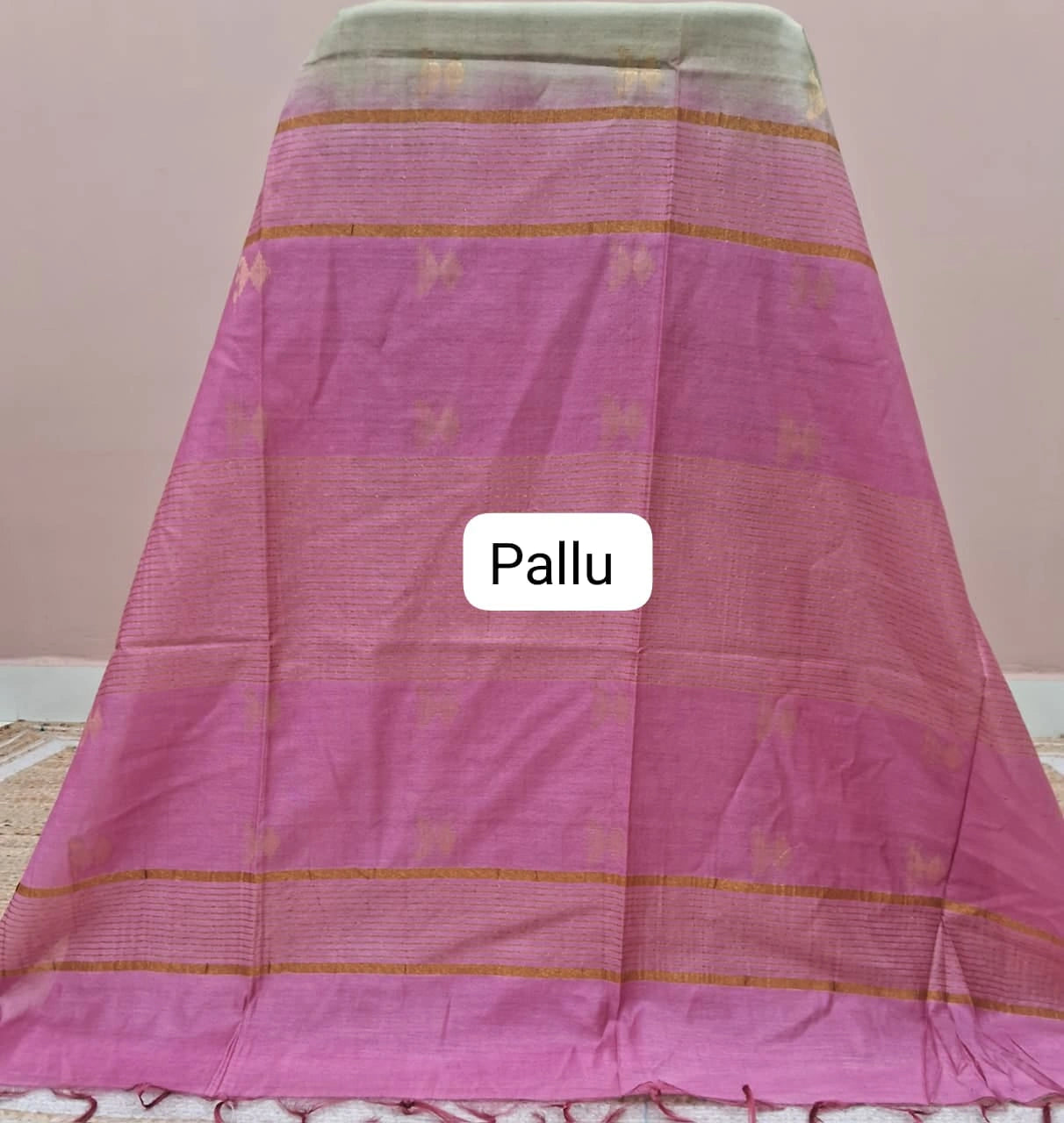 Sea Spray Green Bamboo Silk Saree Pallu