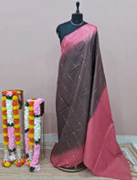 Dark Walnut Brown Bamboo Silk Saree