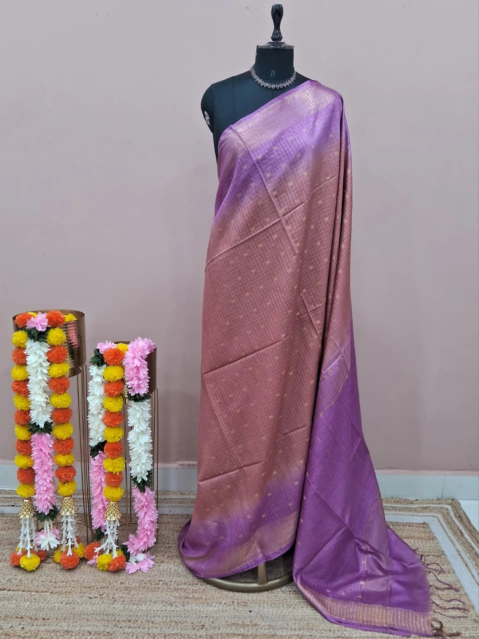 Brown Bamboo Silk Saree