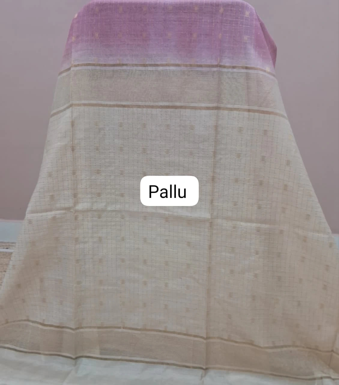 Baby Pink Pure Bamboo Silk Saree pallu