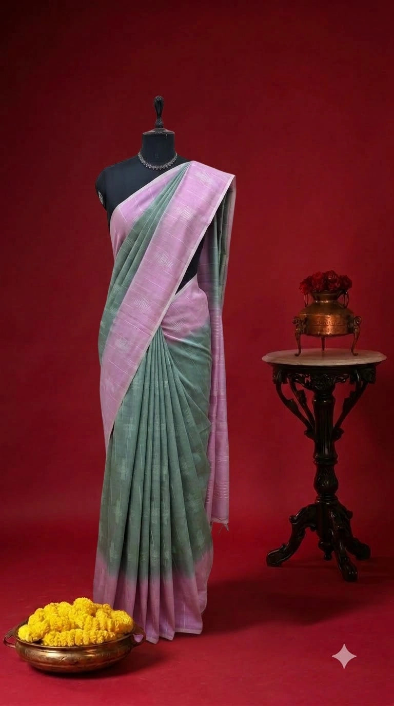 Pista Green Bamboo Silk Saree