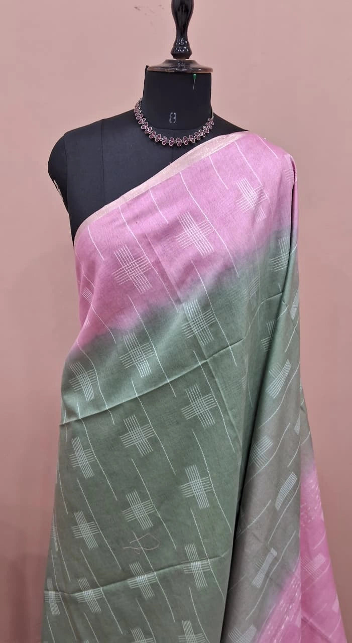 Pista Green Bamboo Silk Saree 1