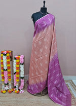 Peach Bamboo Silk Saree