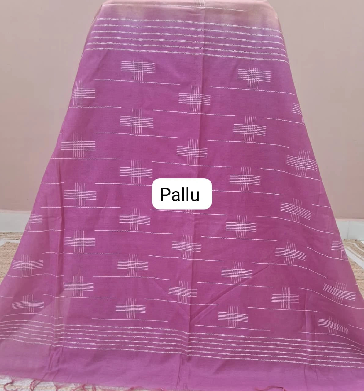 Peach Bamboo Silk Saree Pallu